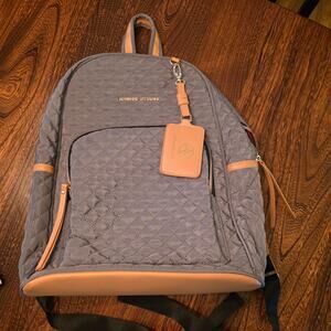 Adrienne Vittadini Backpack Quilted Grey Khaki Women's New Laptop sleeve